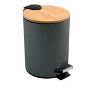 Spirella SP2302 Adonis Basura para baño (5 L, Acero Inoxidable, bambú, con Descenso automático y Cubo Interior, Cierre Suave), Color Antracita, Plástico