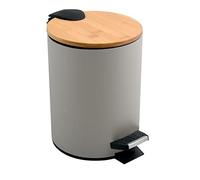 Spirella SP2304 Adonis Basura para baño (5 L, Acero Inoxidable, bambú, con Descenso automático y Cubo Interior, Cierre Suave), Color Gris, Plástico, Topo