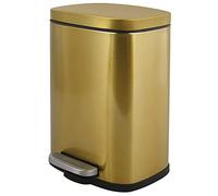 Spirella SP2655 Akira-Cubo de Basura para baño (5 L, Acero Inoxidable, Cierre Suave), Color Dorado, Plástico, Oro