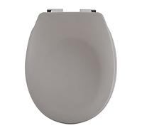 spirella Tapa de inodoro ovalada de alta calidad con acabado mate y cierre lento lento automático. Asiento antibacteriano de duroplast y acero inoxidable - Taupe