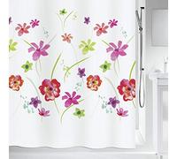 Spirella Textil-Duschvorhang Flower Meadow Red 180x200 cm Cortina de Ducha, Tela, Rojo, 180 x 200 cm