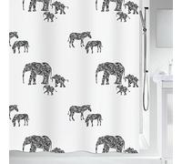 Spirella Textil-Duschvorhang Serengeti Black 180x200 cm Cortina de Ducha, Tela, Negro, 180 x 200 cm