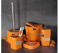 Spirella Trix Eco Set de Baño Naranja 5 Piezas Dreieck-Design. De Bambushäcksel