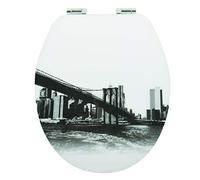 Spirella WCShop24 New York - Tapa de inodoro (tablero DM, dispositivo automático de descenso automático, bisagras de acero inoxidable), color blanco