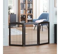 Spirich Puerta de alambre independiente para mascotas, puerta de 30 pulgadas de alto para casas, puertas, escaleras, valla de seguridad para cachorros, 3 paneles