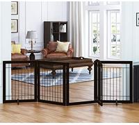 SPIRICH Puerta de Perro Extra Ancha de 30 Pulgadas de Alto con Paseo, Puerta de Alambre Independiente para Mascotas para la casa, Puerta, escaleras, Valla de Seguridad para Mascotas, Patas de Apoyo