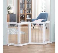 Spirich Puerta de Perro Extra Ancha y Alta para la casa, Puerta, escaleras, Puerta Plegable Independiente de Alambre para Mascotas, 80 Pulgadas de Ancho, 30 Pulgadas de Alto, Color Blanco (4 Paneles)