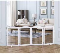 Spirich Puerta Plegable de Alambre para Perros, 80 Pulgadas Extra Ancha, 30 Pulgadas de Alto, 4 Paneles para la casa, Puerta, escaleras, Valla de Seguridad para Cachorros, Juego de Patas de Apoyo