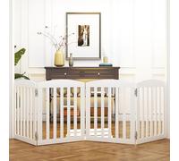 SPIRICH Puerta Plegable de Madera para Perros, 24 Pulgadas, 4 Paneles, Puerta para Mascotas, Puerta para Perros para Puertas, escaleras, la casa, Puerta Extra Ancha para Cachorros, Color Blanco