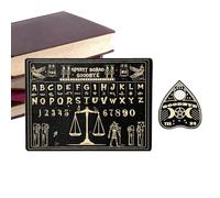 Spirit Board Game, Miniature Wooden Spirit Board with Dowsing Planchette and Beautiful Decorative Piece for Ghost Communication, Metaphysical Rituals, or Display, 1 Set
