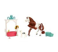 Spirit Boomerang ¡Hora del baño! Caballo de juguete con set de juego, animalitos y accesorios (Mattel HCH52)
