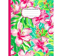 “Spirit of Aloha” Preppy Tropical Composition Notebook: Ruby Red