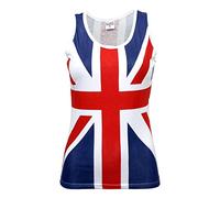 SPIRIT OF ESSEX Union Jack - Chaleco para mujer, 100 % algodón, cuello en V, vestidos de Reino Unido, blanco, S