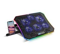 Spirit of Gamer - AIRBLADE 1200 - Soporte para portátile ventilado RGB - 10'a17' - 6 Ventiladores silenciosos - Refrigeración Ordenador - Inclinación 6 Posiciones - Soporte para teléfono incluidos