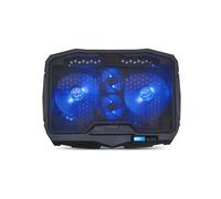 Spirit OF GAMER - Enfriador AirBlade 600 Blue de 17" con Controlador LCD, 4 Ventiladores silenciosos, 3 Modos de enfriamiento
