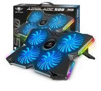 Spirit of Gamer, Base Refrigeradora Portatil de 10" a 17", 4 Ventiladores Silenciosos, Compatible con PS5, PS4, Xbox y PC, Placa de Enfriamiento Retroiluminada RGB, Soporte Ventilador Portatil