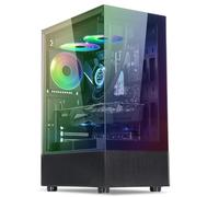 Spirit Of Gamer - Carcasa para PC Gamer RGB, 3 ventiladores de 120 mm ARGB, compatible con ATX/mATX, torre media para juegos vacíos, cara lateral y frontal de vidrio templado, optimizado para