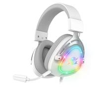 Spirit Of Gamer - Elite H40, Auriculares Gaming RGB con Micrófono Desmontable para PC, PS5, PS4, Xbox, Switch, Jack 3,5 mm, Altavoz de 40 mm, Ultraligeros, Diadema y Almohadillas de Nailon, Blanco