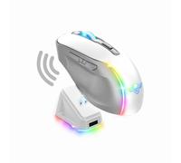 Spirit Of Gamer - Elite M50 Artic, Ratón Gaming inalámbrico RGB 8000 dpi, 6 Botones Programables, Conexión Bluetooth y 2,4 GHz, 90h de duración de la batería, Estación de Carga RGB, Blanco