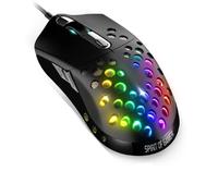 Spirit Of Gamer - Elite M80 - Ratón Gaming RGB con Cable Ultraligero - Sensor Óptico 4200 dpi - 6 Botones Programables - Carcasa Perforada En Forma De Panal Negra - Peso: 68g
