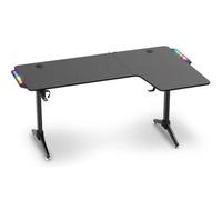 Spirit of Gamer HEADQUARTER 600, Escritorio Gaming Esquinero 160 cm, Grande Escritorio con Soporte para Copas, Gancho para Auriculares y Soporte para Cables, Mesa Gamer con Retroiluminación LED
