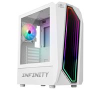 Spirit Of Gamer - Infinity Artic | Caja de PC para gaming blanco RGB Mid ATX | Torre de PC para gaming vacía con pared lateral de vidrio templado | ATX, mATX, ITX compatible | 2 ventiladores de PC de