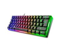 Spirit Of Gamer PRO K2, Teclado Gamer TKL Semi-Mecánico Negro, USB-C, 62 Teclas, 24 Antighosting, RGB Arcoíris, Altura Ajustable