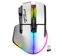 Spirit of Gamer - Pro M5, Ratón Gaming Inalámbrico RGB para PC, 8 Botones Programables con 1 Rapid'Fire, Conexión Bluetooth y Wireless 2.4 GHz, 90h de Batería, Ratón Ergonómico Blanco