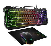 SPIRIT OF GAMER Pro-MK5 - Pack Gaming 3 en 1 - Teclado Gamer RGB Anti-Ghosting - Ratón Gamer 7 Botones RGB 3200 dpi - Alfombrilla Antideslizante - Compatible con PC/Playstation/Xbox