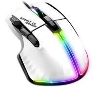 Spirit Of Gamer | Ratón Gaming Blanco con Cable para PC 12800 dpi | Raton con 8 Botones programables y 1 Rapid Fire | 13 Efectos de Retroiluminación RGB | Mouse Ergonómico con Apoyo para Pulgar
