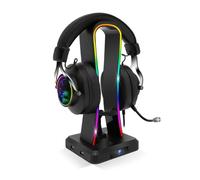 Spirit of Gamer - Sentinel, Soporte Auriculares Gaming RGB, 11 Efectos de Retroiluminación, 4 Puertos USB, Compatible con PC y Consola, Cable USB-C y Guía para Cable de Ratón, Accesorio Ideal Gaming