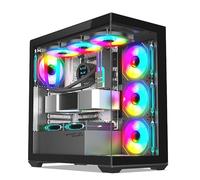Spirit Of Gamer - Spark Dark, Caja PC Gamer RGB Acuario, Compatible ATX/mATX/mITX, 6 Ventiladores ARGB de 120 mm incluidos, Torre Gaming Vacía con Panel Frontal y Lateral de Cristal Templado de 4mm