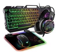 Spirit of Gamer Ultimate 300 Pack Teclado Ratón Gamer 4 en 1, Auriculares Gaming & Alfombra RGB, para PC, PS5, PS4, Xbox One, Teclado Gamer AZERTY FR, Teclas Anti-Ghosting, Ratón Gamer 8 Botones 8000