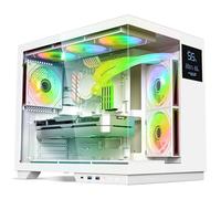 Spirit of Gamer Viper CRX, Caja para PC Gaming Aquarium ATX/mATX/ITX, 6 Ventiladores ARGB PWM, Vidrio Templado a 270°, Pantalla LCD integrada, Soporte Watercooling 360 mm, USB-C, Cable Management