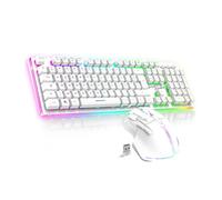 SPIRIT OF GAMER x MK600 | Pack Teclado Ratón Inalámbrico Blanco Recargable RGB | Diseño AZERTY Francés Retroiluminado | Gaming Keyboard Semi Mecánico | Wireless Mouse 4800 DPI | PS4/PS5, PC, Xbox