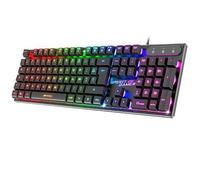 Spirit Of Gamer x Pro K1 | Teclado Gaming Semi Mecanico con Cable para PC | Layout AZERTY Francés | 26 Teclas Anti-Ghosting | 3 Modos de Retroiluminación RGB | Slim USB Gaming Keyboard