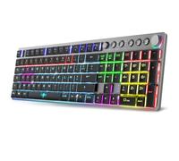 Spirit Of Gamer XPERT K1500, teclado mecánico inalámbrico y Bluetooth RGB, teclas 100% anti-fantasma Switch Red, Gaming Keyboard de aluminio Azerty francés, compatible con Mac, iOS, Android y PC