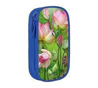 Spirit of The Lotus - Estuche para lápices, tamaño mediano, con doble cremallera, para el trabajo, lindo, Blue, Talla única, Maleta