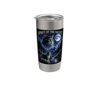 Spirit of the Night Cat Moon Fantasy Nature Camiseta Vaso térmico de acero inoxidable de doble pared