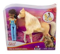 Dreamworks Spirit Spirit Pru con Chica Linda Muñeca articulada con caballo de juguete con crin y cabeza articulada