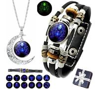 Spiritio - Pulsera de cuero con signos del zodíaco, pulseras espirituales para manifestación del zodíaco, pulseras ajustables de múltiples capas para mujeres y hombres, talla única, Cuero, No es una