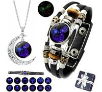 Spiritio - Pulsera de cuero con signos del zodíaco, pulseras espirituales para manifestación del zodíaco, pulseras ajustables de múltiples capas para mujeres y hombres, talla única, Cuero, No es una