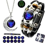 Spiritio - Pulsera de cuero con signos del zodíaco, pulseras espirituales para manifestación del zodíaco, pulseras ajustables de múltiples capas para mujeres y hombres, talla única, Cuero, No es una