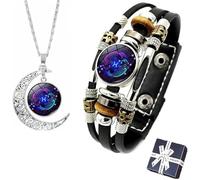 Spiritio - Pulsera de cuero del zodiaco, pulsera espiritual con signos del zodiaco, pulsera espiritual, manifestación del zodíaco, pulseras ajustables de espíritu del zodiaco, pulseras multicapa de 12