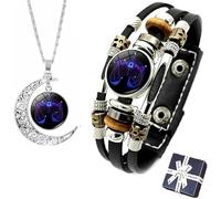 Spiritio - Pulsera de cuero del zodiaco, pulsera espiritual con signos del zodiaco, pulsera espiritual, manifestación del zodíaco, pulseras ajustables de espíritu del zodiaco, pulseras multicapa de 12