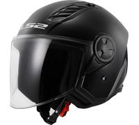 SpiritMoto LS2 Casco Moto Jet Abierto Motocicleta Scooter Ciclomotor Hombre/Mujer Airflow 2 Cierre Micrométrico Desmontable Homologado. negro brillo talla m