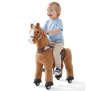 SpiritPony Caballo de equitación con ruedas con sillín movible |Marrón | Sillín: movimiento holístico como si estuviera en caballo real, dirigible, caballo para montar a caballo. Sin pilas; para 3