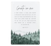 Spiritual Psalm 51 10 12 Metal Sign Retro Wall-Art for Faith Based Home Decoration Meaningful Gift Idea for Family Friends 8 X 12 inch