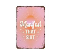 Spiritual Sassy Metal Tin Sign Boho Retro Wall-Art Funny Manifest It Quote Boss Babe Decor For Office Coffee Bar Home 8x12 Inch