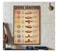 Spiritual Yoga Wall Art - Chakra Awakening & Meditation Guide Poster, Vintage Decor for Home, Studio or Sacred Space(Framed,08x12inch(20x30cm))